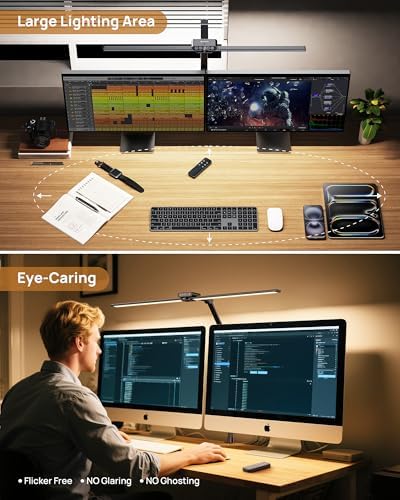 TROND LED Desk Lamp with Clamp, 29.55'' Tall Desk Light with Remote, Black