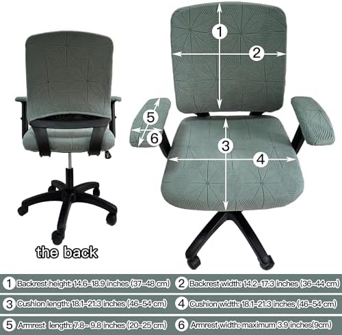 High elasticity anti slip office chair cover, split design for easy installation,universal desk chair case wear-resistant and scratch resistant (Pine and cypress green,Chair seat Cover + Back Cover))