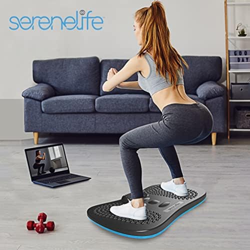 Serenelife Standing Desk Anti Fatigue Mat Wooden Wobble Balance Board Stability Rocker with Natural Hardwood Ergonomic Design Comfort Floor Mat for Standing Desks, Fitness Workout, and Stress Relief