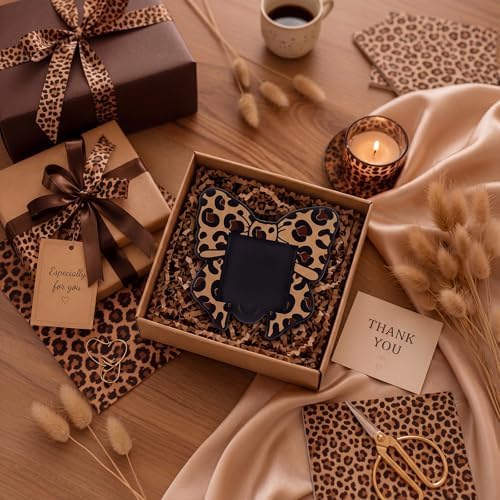 Leopard Bow Sticky Note Holder Large Wood, 3 x 3 Sticky Notes