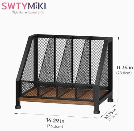 SWTYMIKI Desk Organizer - Paper Organizer, Mesh and Wood Desk Office Organizer, Office Organization and Binder Storage for Workspace, Home, School, Espresso