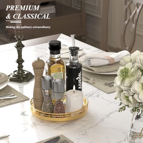 9-Inch Gold Lazy Susan Spice Organizer with Guard Rail