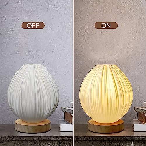 Lotus Small Table Lamp, Vintage Pleated Night Light for Bedside & Decor