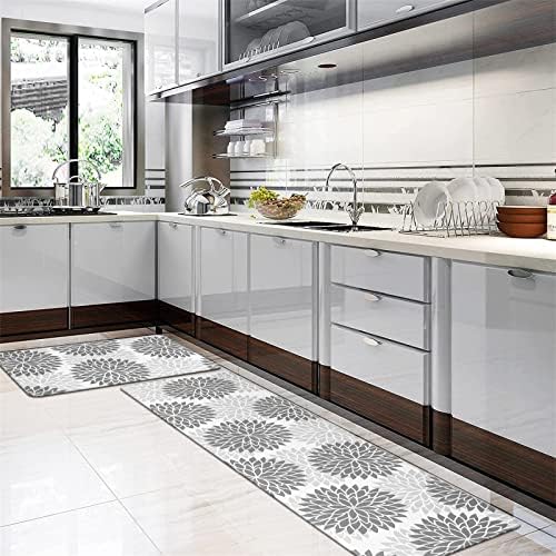 HEBE Anti Fatigue Kitchen Rugs Set of 2, Cushioned Kitchen Mats for Floor