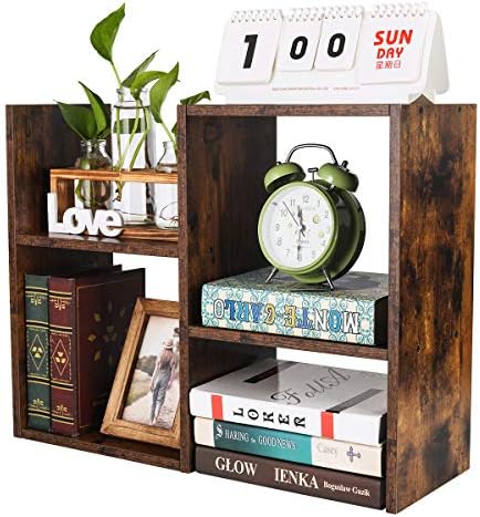 PAG-Mass Desktop Bookshelf Freestanding Wooden Countertop Bookcase Accessories Organizer Display Rack Dorm Desk Storage Shelf