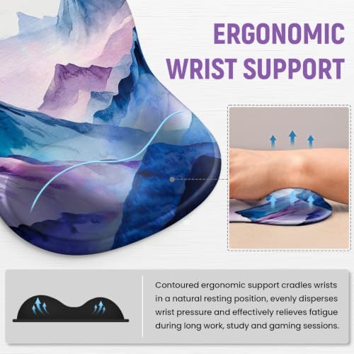 Ergonomic Mouse Pad with Wrist Rest, Gel Wrist Support, Peaks