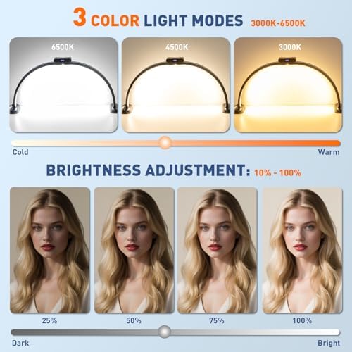 KIRKAS Half Moon Light for Nail Desk, 29in Foldable Nail Lamp for Desk