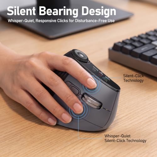 Wireless Vertical Mouse, Ergonomic Shortcut Dial, 4800 DPI