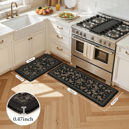 LEEVAN Anti Fatigue Kitchen Mats for Floor, Cushioned Kitchen Mat Set 2PCS