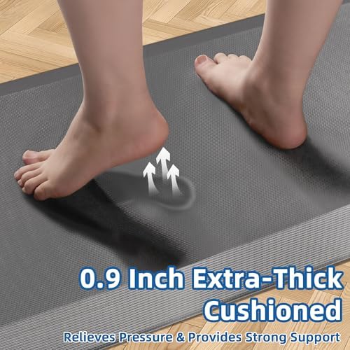 Tyrot Extra Thick Anti Fatigue Mat for Kitchen Floor, 20x32+20x32, Grey