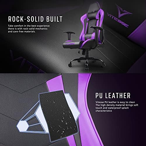 Gaming Chair,High Back Ergonomic Racing Gamer Chair with Lumbar Support and Headrest,Girl Computer Desk Chair with Height Adjustable(Purple)