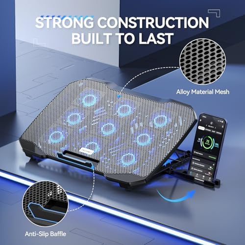 TECKNET Laptop Cooling Pad with Phone Stand, Laptop Cooler for 12-15.6 Inch