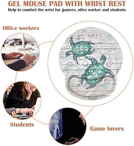 Ergonomic Mouse Pad Wrist Support and Cute Coffee Coaster, Non Slip PU Base Mouse Pad Wrist Rest for Computer, Office Gaming, Working, Easy Typing & Pain Relief, Baby Sea Turtle