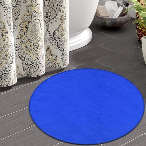 Room Sofa Yoga Soft Round Carpet, Home Decor Non Slip Kitchen Office Circle Rug, Machine Washable Modern Round Area Rug Klein Blue, 60inch