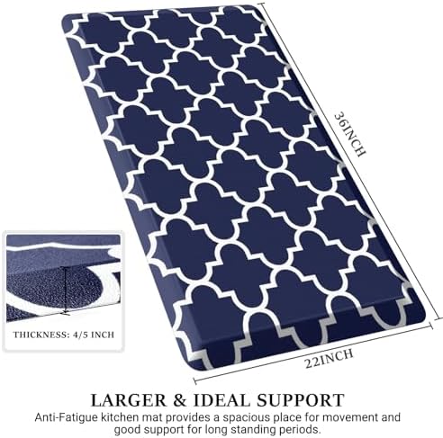 WISELIFE Anti Fatigue Mats for Kitchen Floor, 22" x 36", 4/5 Inch, Blue