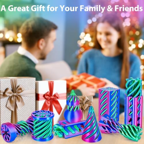 8 Pack Impossible Cone Fidget Toy, 3D Printed Spiral Pyramid Passthrough Gadget, Sensory Stress Relief Desk Toys for Kids & Adults, Optical Illusion Gift for ADHD/Anxiety