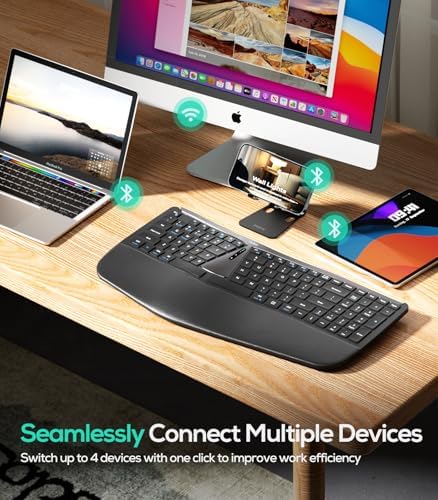 Nulea Ergonomic Split Wireless Keyboard with Cushioned Wrist Rest