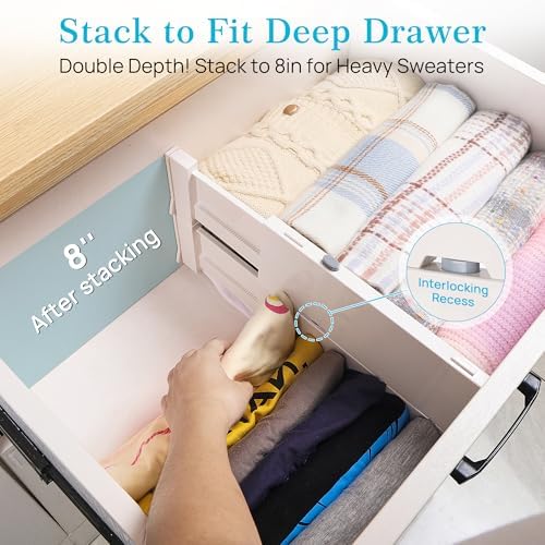 Vtopmart 4" High Drawer Dividers for Clothes, 11.3"-17" Expandable, 12 Pack