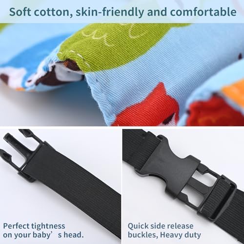 Luckyiren Head Support for Baby Car Seat, Straps with Pillow Support Band, Neck Relief Headrest for Stroller, Slumber Sling Sleep Positioner for Toddler Infants Child Children Kids