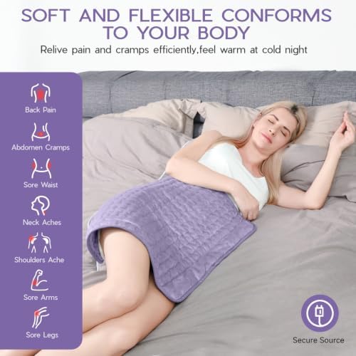 Heating Pad for Back Neck & Period Cramps, Auto Shut Off, Purple