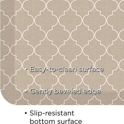 GelPro Anti-Fatigue Designer Comfort Kitchen Floor Mat, 20x48, Trellis Khaki Stain Resistant Surface with 3/4” Thick Ergo-Foam Core for Health and Wellness