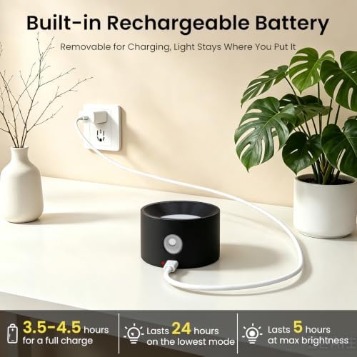 Koopala LED Reading Lights, Wall Mounted Sconces with 3 Color Temperatures & 3 Brightness Levels Rechargeable Battery Magnetic Ball 360°Rotation Touch Control, Lamps for Kids Study Bedside Closet