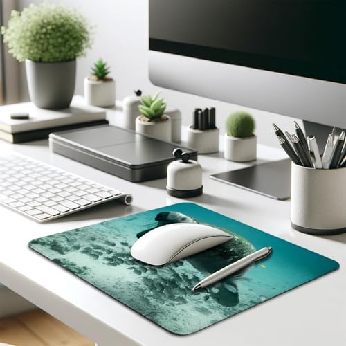 Underwater Florida Manatee with Fish Ocean Mouse Pad, Cute Durable Desk Mat