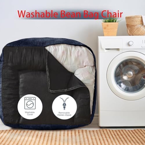 EBENCHICO Giant Bean Bag Chair for Adults, Corduroy Large Bean Bag Chairs for Teens with Armrests, Comfy Adult BeanBag Chair Sofa Couch with Filler Included for Bedroom Living Room