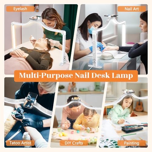 Yokilly Arc Half Moon Light: 34" Shadow-Free Large Nail Light for Desk