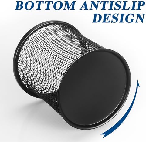 Tamaki Pen Holder Cup for Desk, Wire Mesh Pencil Cup Holder, Black