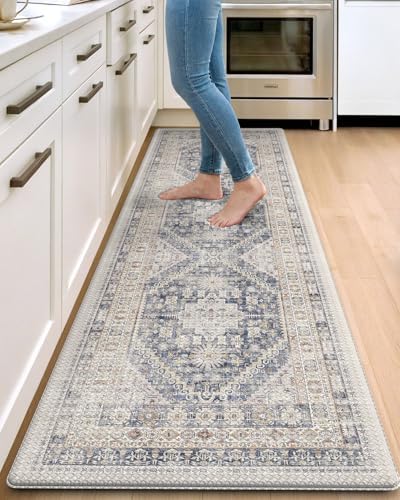 DEXI Kitchen Floor Mats Cushioned Anti Fatigue Runner Rug 24x87 White