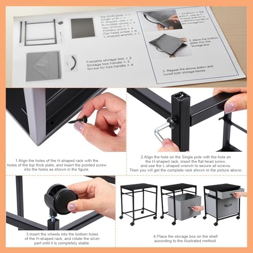AceOrbit Back to School Rolling File Cabinet Printer Stand