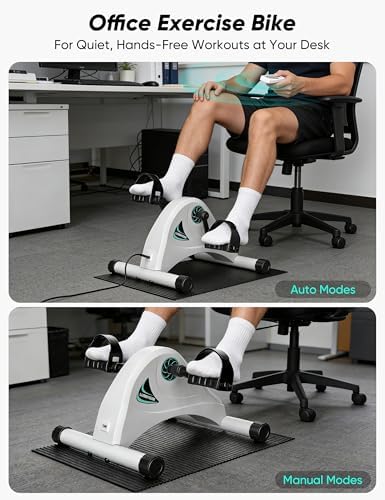 Under Desk Bike Pedal Exerciser for Seniors, LUBBYGIM Mini Exercise Bike for Physical Therapy, Electric Motorized Foot Pedal Machine for Arm and Leg Fitness, 6 Speed Levels