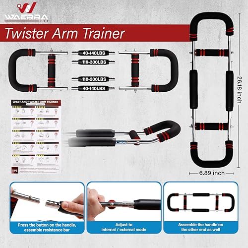 Twister Arm Trainer - Chest Workout Equipment for Home Gym, Forearm Trainer & Muscle Exerciser for Men and Women, Portable Home Workout Strength Training, Upper Body Exercise Bar