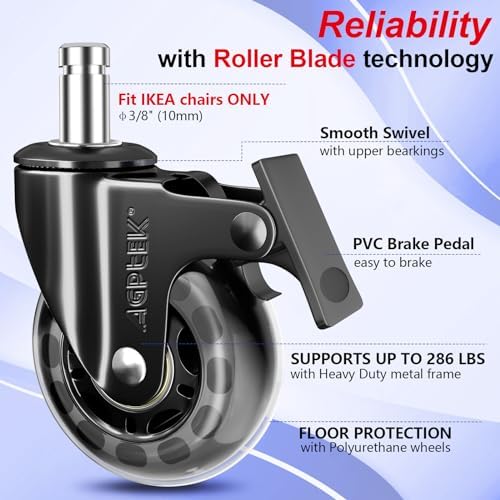 AGPtEK Office Chair Casters with Brake Heavy Duty 2.5" Set of 5