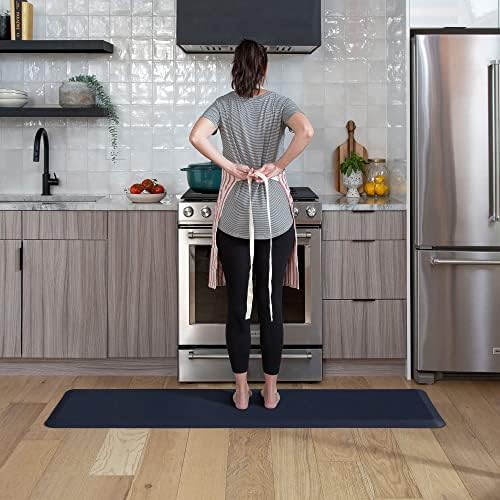 NewLife by GelPro Anti-Fatigue Nonslip 1/2" Thick Hard Floor Utility Mat for Garage, Patio and Kitchen, 20" x 72", Leather Grain Navy
