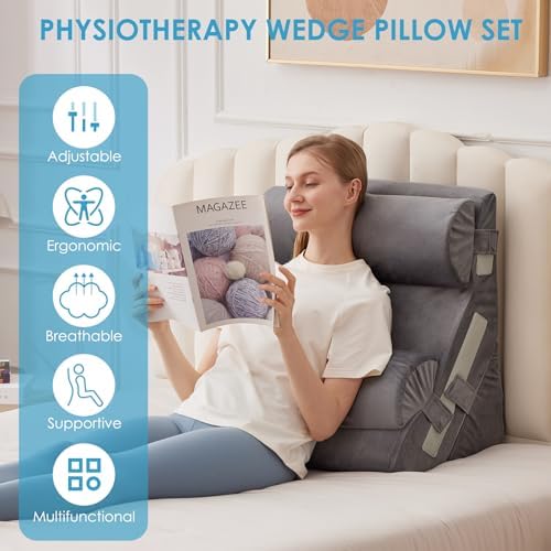 MEGCXIT Wedge Pillow Set for After Surgery, Bed Wedge, 4PCS, Grey