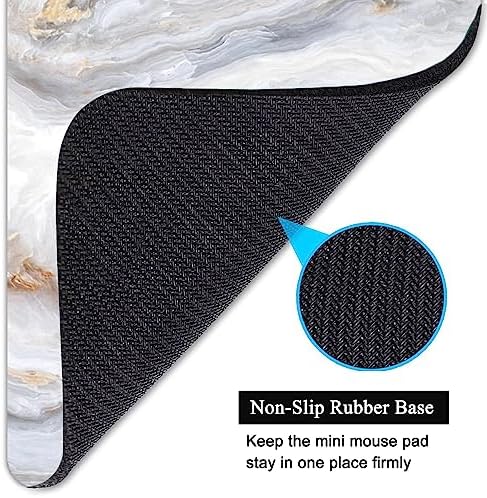 Small Mouse Pad, Mini Mouse Pad 6 X 8 Inch with Non-Slip Rubber Base for Keyboard Tray Laptops Wireless Mouse Home Office Travel, Washable & Portable (Light Colored Marble)