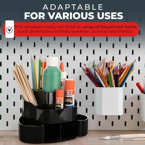 Masirs Small 360 Rotating Makeup Organizer, 5 Compartments, Square Black