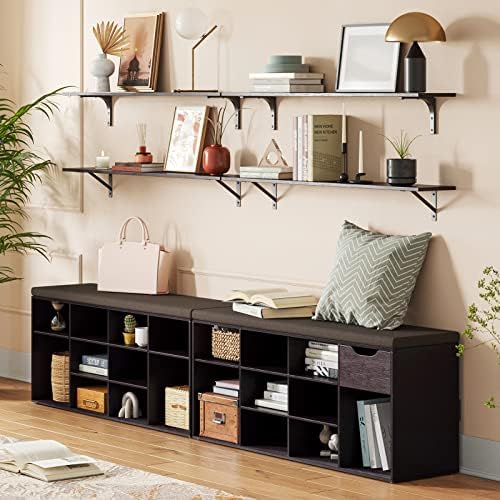 DINZI LVJ Long Wall Shelves, 39.4 Inch Wall Mounted Shelves with Brackets