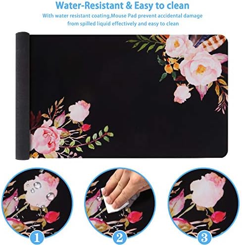 iCasso Extended Gaming Mouse Pad,35.4 x 15.7in Desk Pad,Flower