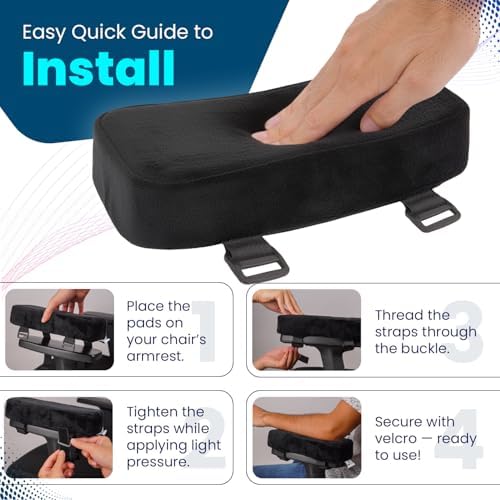 Arm Rest Cushion - Set of 2 Office Chair Arm Pads for Elbow Pain Relief - Computer Office Chair Arm Covers for Comfortable Desk Setup