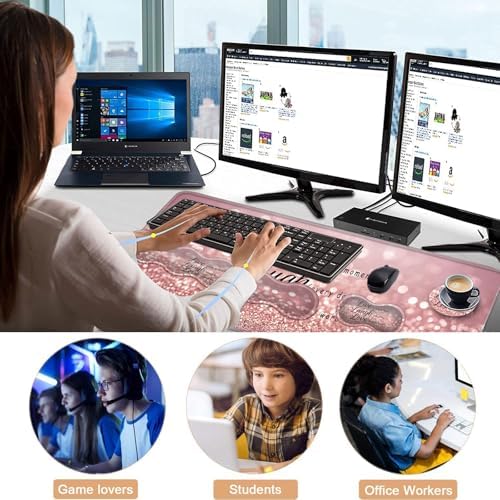 Keyboard Wrist Rest and Mouse Pad with Wrist Support Set Ergonomic Coaster,Memory Foam,Easy Typing Pain Relief,Large XL Desk Mat 31.5"x 11.8",Rose Gold Glitter Quote Live Laugh Love