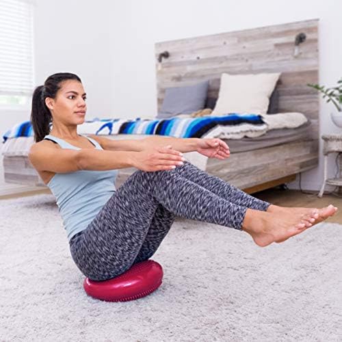 ProsourceFit Core Balance Disc, Inflatable Wobble Cushion with Hand Pump, Dual-Textured Non-Slip Surface for Core, Balance, and Stability Training, 14-inch