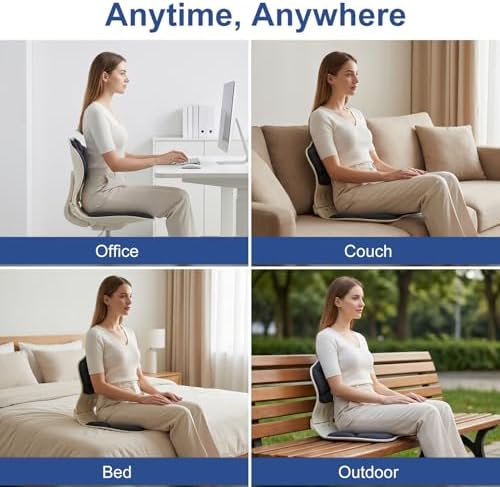Foldable Lumbar Support Seat Cushion for Office Chair, Ergonomic Posture Corrector with Hip and Lower Back Support, Chair Back Support for Long Sitting, Home, Work & Travel