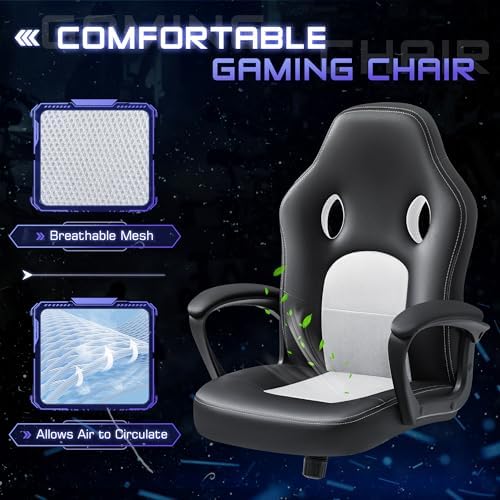 Office Gaming Chair Leather Computer Chairs High Back Ergonomic Adjustable Racing Game Desk Chair Executive Conference Chair (White)