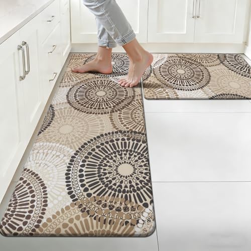 HEBE Anti Fatigue Kitchen Rugs Set of 2, Cushioned Kitchen Mats for Floor