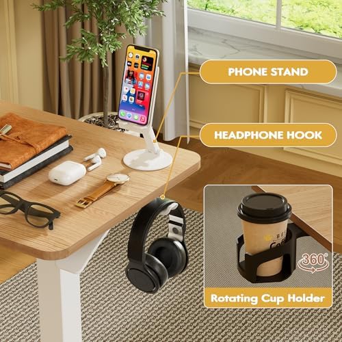 Furmax Mobile Standing Desk with Wheels, Pneumatic Adjustable Rolling Computer Desk Laptop Table for Bed, Couch (Maple, Small)