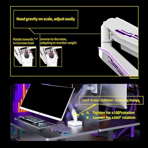 Single Monitor Arm for 13-49 inch, Hold 44 lbs, Height Adjustable