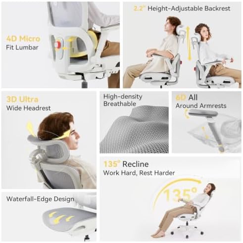 SIHOO B300 Pro Ergonomic Office Chair Without Footrest, 4D Lumbar Support